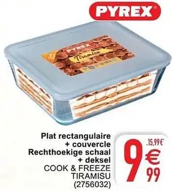 Plat rectangulaire + couvercle rechthoekige schaal + deksel cook + freeze tiramisu