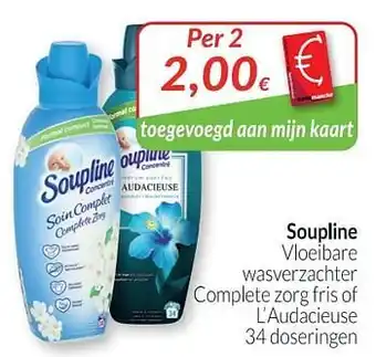 Intermarché Soupline vloeibare wasverzachter complete zorg fris of l`audacieuse aanbieding