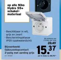 GAMMA Opbouwstopcontact 2-polig met aarding grijs aanbieding