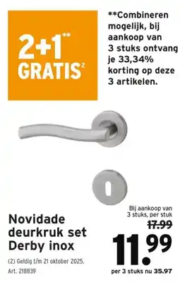 GAMMA Novidade deurkruk set Derby inox aanbieding