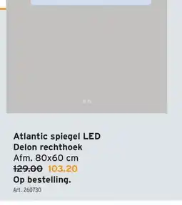 GAMMA Atlantic spiegel LED Delon rechthoek Afm. 80x60 cm Op bestelling aanbieding