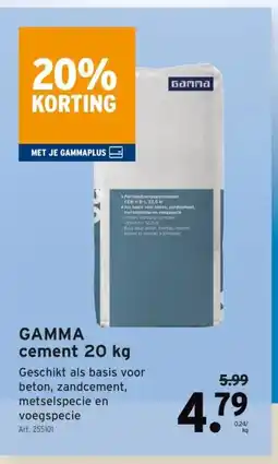 GAMMA GAMMA cement 20 kg aanbieding