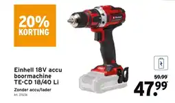 GAMMA Einhell 18V accu boormachine TE-CD 18/40 Li aanbieding