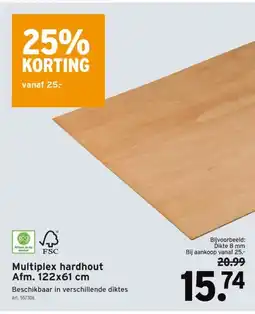 GAMMA Multiplex hardhout Afm. 122x61 cm aanbieding