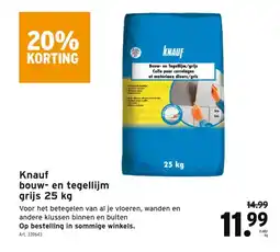 GAMMA Knauf bouw- en tegellijm grijs 25 kg aanbieding