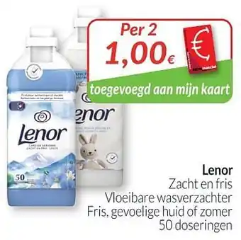 Intermarché Lenor zacht en fris vloeibare wasverzachter fris gevoelige huid of zomer aanbieding