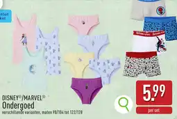 ALDI Disney /marvel ondergoed aanbieding