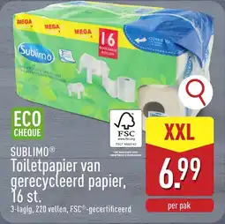 ALDI Sublimo Toiletpapier van Gerecycleerd Papier aanbieding