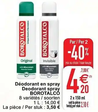 Cora Déodorant en spray deodorant spray borotalco aanbieding