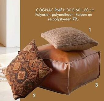 Casa Cognac poef aanbieding