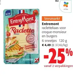 Colruyt Entremont raclettekaas voor croque-monsieur en burgers aanbieding