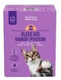 Colruyt Boni Selection brokjes in gelei Vlees-Vis voor katten aanbieding