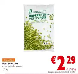 Colruyt Boni Selection extra fijne doperwten 1,5 kg aanbieding