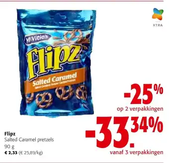 Colruyt Flipz Salted Caramel pretzels 90 g aanbieding