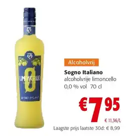 Colruyt Sogno Italiano alcoholvrije limoncello 0,0 % vol 70 cl aanbieding