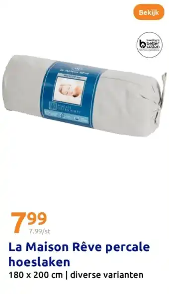 Action La Maison Rêve percale hoeslaken aanbieding