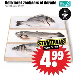 Dirk Hele forel zeebaars of dorade aanbieding