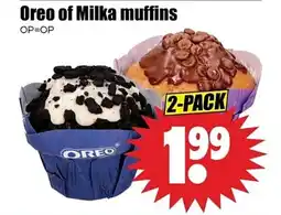 Dirk Oreo of Milka muffins aanbieding