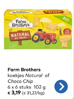Bio Planet Farm Brothers koekjes Natural of Choco Chip aanbieding