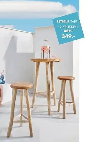 Casa Tafel + 2 krukken: aanbieding