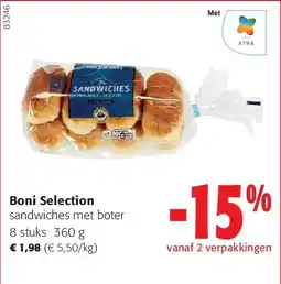 Colruyt Boni Selection sandwiches met boter 8 stuk aanbieding