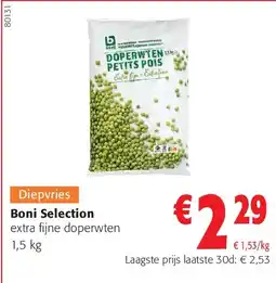 Colruyt Boni Selection extra fijne doperwten 1,5 kg aanbieding
