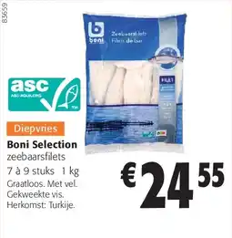 Colruyt Boni Selection zeebaarsfilets 7 à 9 stuks 1 kg aanbieding