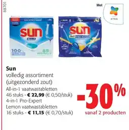 Colruyt Sun All-in-1 vaatwastabletten 46 stuks aanbieding