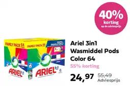 Plein.nl Ariel 3-in-1 Wasmiddel Pods Color 64 aanbieding