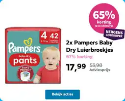 Plein.nl 2x Pampers Baby Dry Luierbroekjes aanbieding