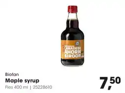 Hanos Biofan Maple syrup aanbieding