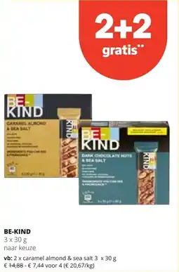 Spar BE-KIND caramel almond & sea salt 3 x 30 g aanbieding