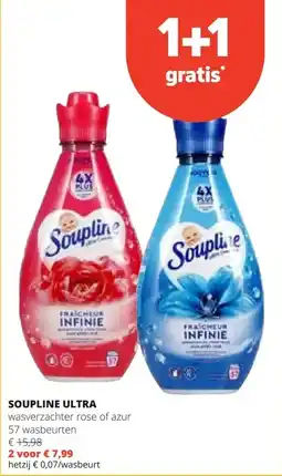 Spar SOUPLINE ULTRA wasverzachter rose of azur 57 wasbeurten aanbieding