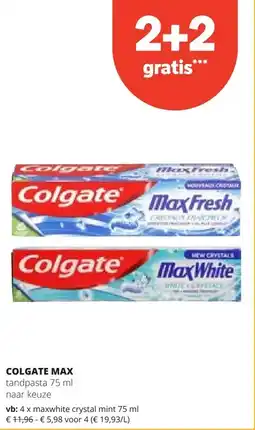 Spar COLGATE MAX maxwhite crystal mint 75 ml aanbieding