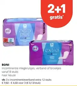Spar BONI incontinentieverband extra 12 stuks aanbieding