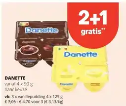 Spar DANETTE vanillepudding 4 x 125 g aanbieding