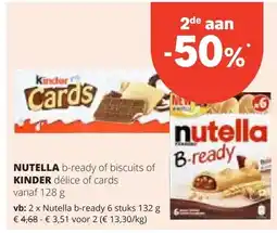 Spar Nutella b-ready 6 stuks 132 g aanbieding