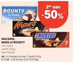 Spar Snickers ice bar 7 stuks 319 g aanbieding