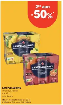 Spar SAN PELLEGRINO aranciata rossa 6 x 33 cl aanbieding
