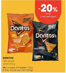 Spar DORITOS sweet chili pepper 170 g aanbieding