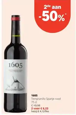 Spar 1605 Tempranillo Spanje roo 75 cl aanbieding