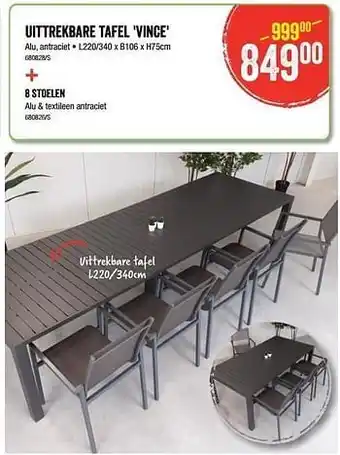 HandyHome Uittrekbare tafel vince aanbieding