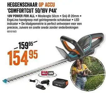 HandyHome Gardena heggenschaar op accu comfortcut 50-18v p4a aanbieding