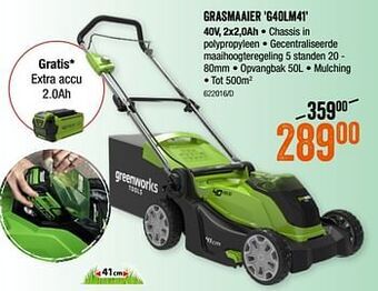 HandyHome Greenworks grasmaaier g40lm41 aanbieding
