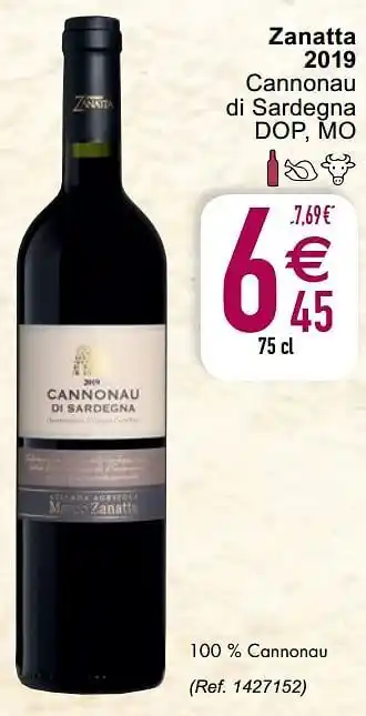 Cora Zanatta 2019 cannonau di sardegna dop mo aanbieding