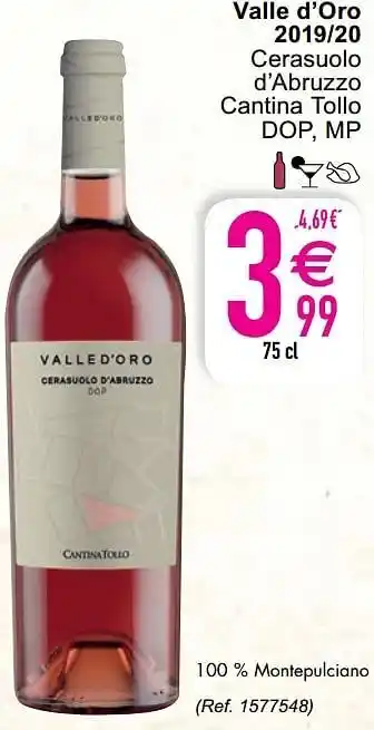 Cora Valle d`oro 2019-20 cerasuolo d`abruzzo cantina tollo dop mp aanbieding
