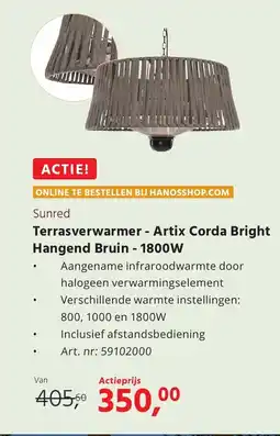 Hanos Sunred terrasverwarmer artix corda bright hangend bruin aanbieding