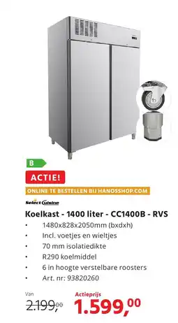 Hanos Koelkast CC1400B RVS aanbieding
