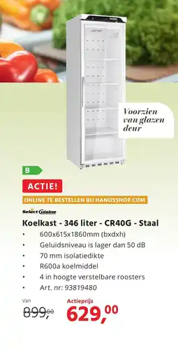 Hanos Koelkast CR40G Staal aanbieding