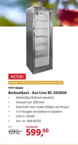 Hanos Barkoelkast Eco Line BC-SS300G aanbieding